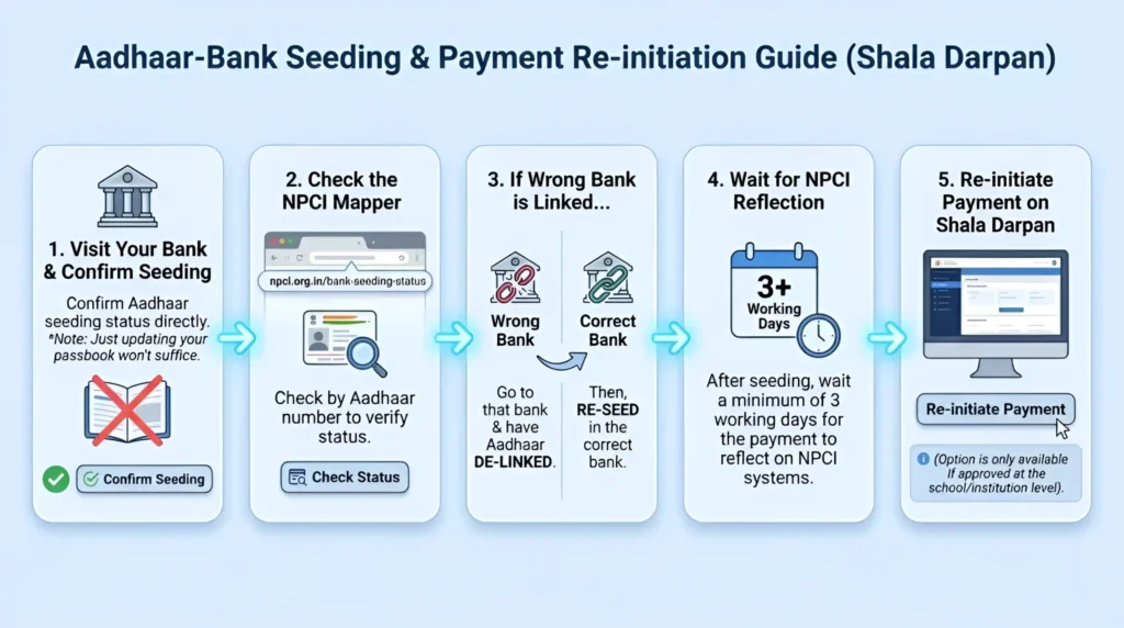 Solve Shala Darpan Scholarship DBT Payment Failure